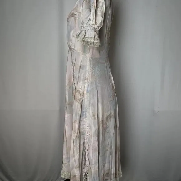 NEW SELKIE The Sweetest Slip Dress Bunny Swan Print Light Pink/Multi Size XS