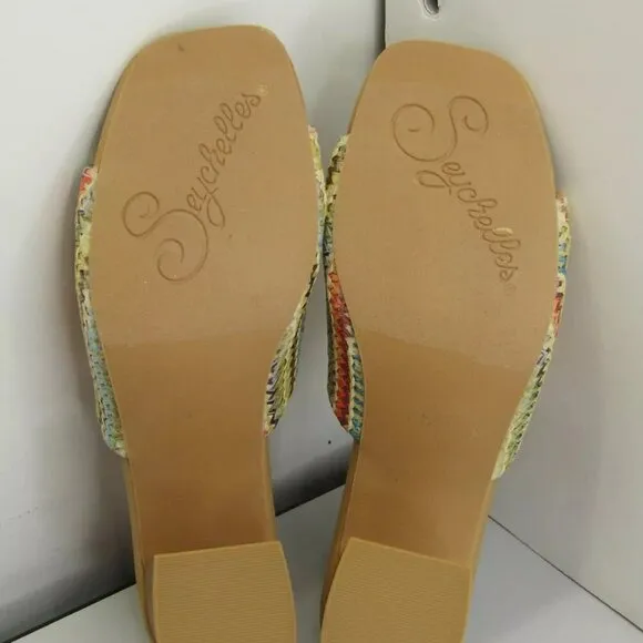 NEW SEYCHELLES Adapt Slide Sandals Heel Open Toe Cushioned Raffia Size 6.5