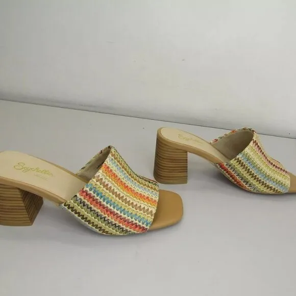 NEW SEYCHELLES Adapt Slide Sandals Heel Open Toe Cushioned Raffia Size 6.5