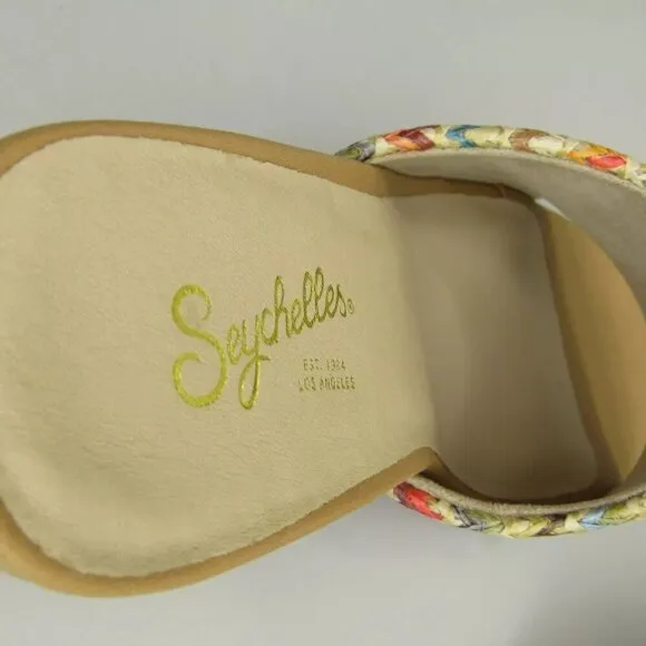 NEW SEYCHELLES Adapt Slide Sandals Heel Open Toe Cushioned Raffia Size 6.5