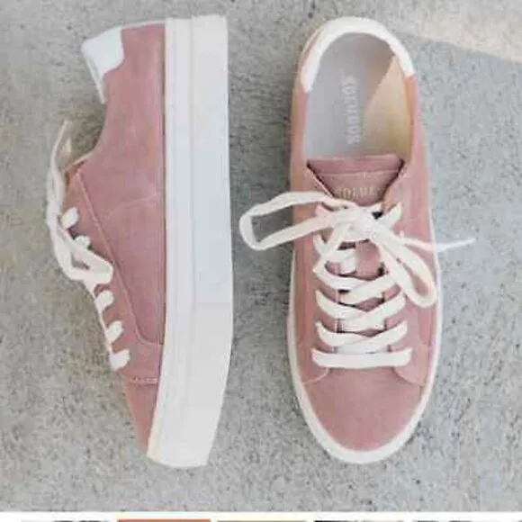 NEW SOLUDOS Suede Ibiza Platform Sneakers Dusty Rose for women 126mn