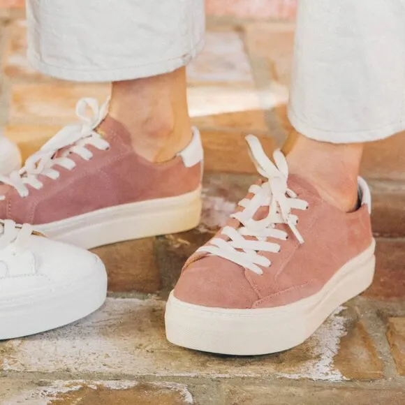 NEW SOLUDOS Suede Ibiza Platform Sneakers Dusty Rose for women 126mn