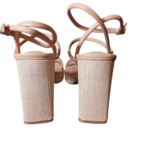 NEW Steve Madden Pennie Ankle Strappy Platform Sandals‎ in Natural/Nude, Size 10
