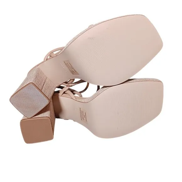 NEW Steve Madden Pennie Ankle Strappy Platform Sandals‎ in Natural/Nude, Size 10