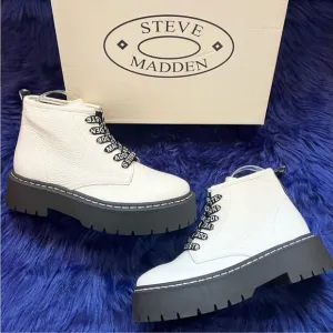 New! STEVE MADDEN “Vlais” Chunky Lace-Up Leather Platform Boots