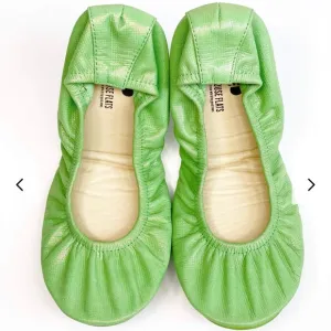NEW Storehouse Flats Foldable Leather Ballet Flats in Sour Apple Taffy - Size 7