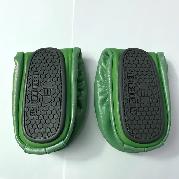 NEW Storehouse Flats Foldable Leather Ballet Flats in Sour Apple Taffy - Size 7
