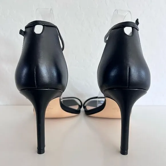NEW Stuart Weitzman Amelina Leather Ankle-Strap Sandals Black Size 11