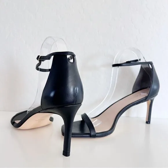 NEW Stuart Weitzman Amelina Leather Ankle-Strap Sandals Black Size 11