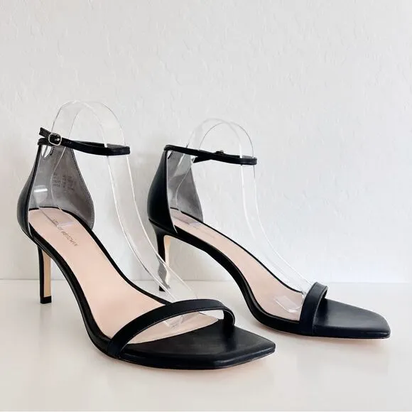 NEW Stuart Weitzman Amelina Leather Ankle-Strap Sandals Black Size 11