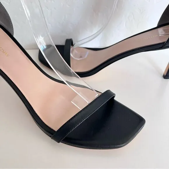 NEW Stuart Weitzman Amelina Leather Ankle-Strap Sandals Black Size 11