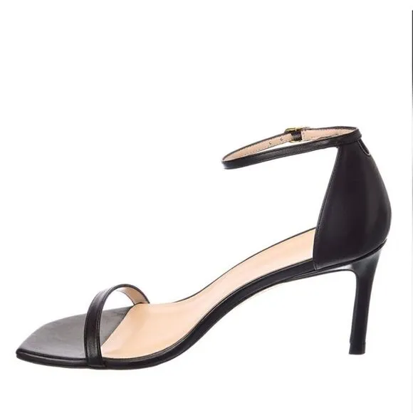 NEW Stuart Weitzman Amelina Leather Ankle-Strap Sandals Black Size 11