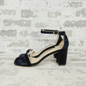 NEW Stuart Weitzman Nearlynude Black Suede Leather City Sandals W170