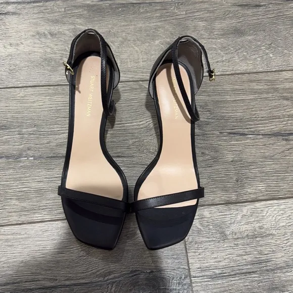 NEW • STUART WEITZMAN • Women’s Amelina 75 leather sandals Open Toed Black 6.5