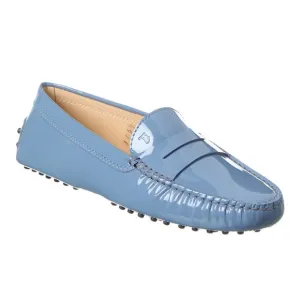 NEW Tod's Women’s Gommino Patent Leather Powder Blue Driving Loafers Size 7.5