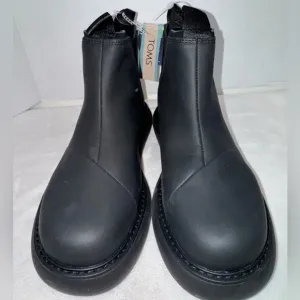 New TOMS Womens Alpargata Mallow Round Toe Pull On Boots Ankle All Black- 8.5