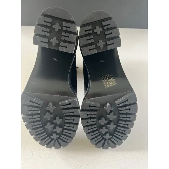 NEW Tory Burch 100mm lace-up black leather boots SIZE 7.5