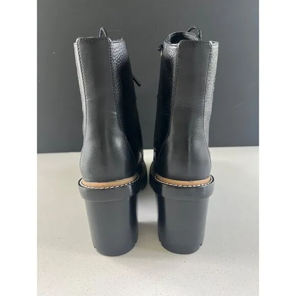 NEW Tory Burch 100mm lace-up black leather boots SIZE 7.5