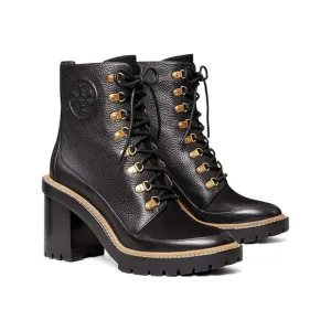 NEW Tory Burch 100mm lace-up black leather boots SIZE 7.5