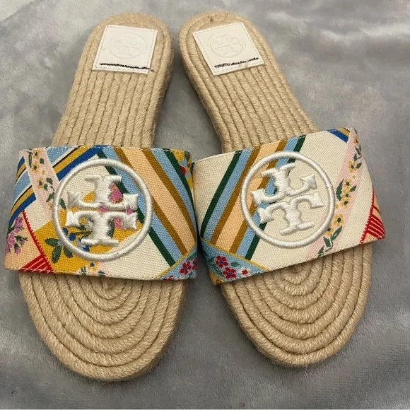 New! Tory Burch Benton Open Toe Espadrille Slide Size 5.5