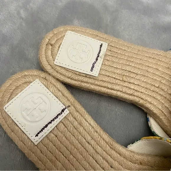 New! Tory Burch Benton Open Toe Espadrille Slide Size 5.5