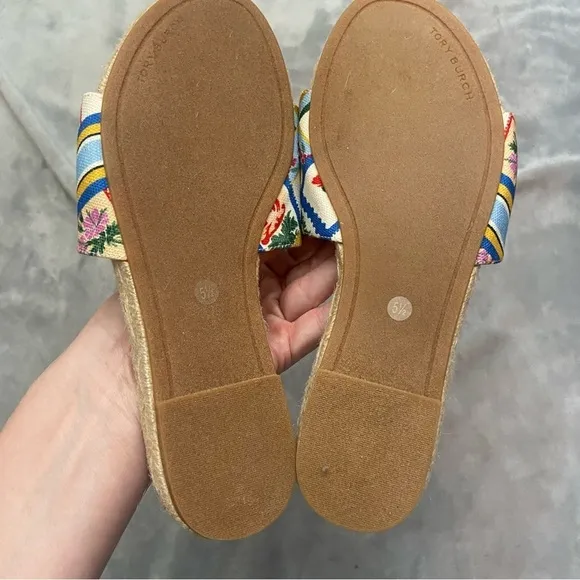 New! Tory Burch Benton Open Toe Espadrille Slide Size 5.5