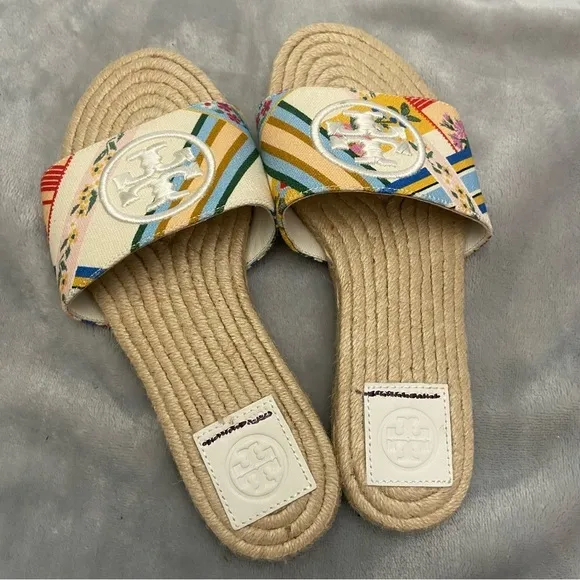New! Tory Burch Benton Open Toe Espadrille Slide Size 5.5
