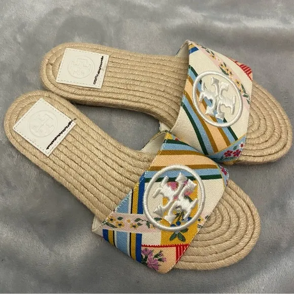 New! Tory Burch Benton Open Toe Espadrille Slide Size 5.5