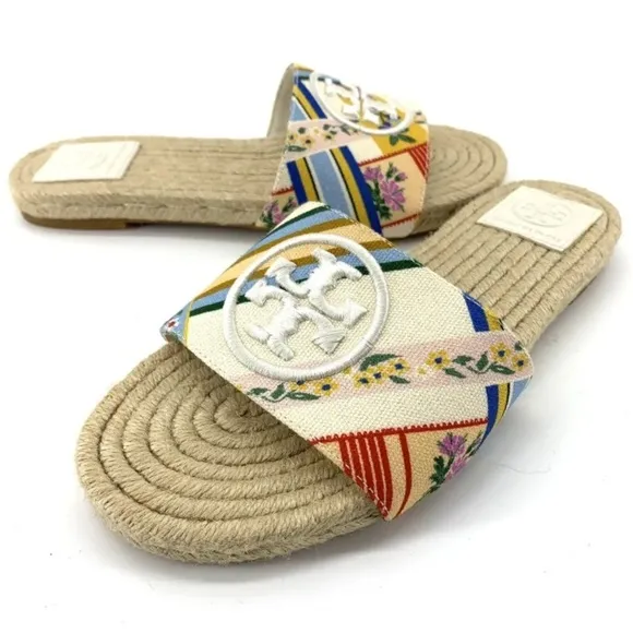 New! Tory Burch Benton Open Toe Espadrille Slide Size 5.5