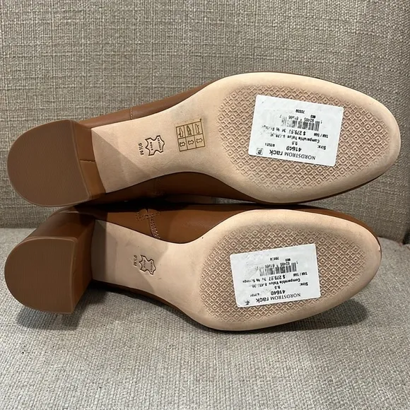 NEW Tory Burch Brooke 70MM Ankle Boots Booties, Tan Camel Leather Size 9.5