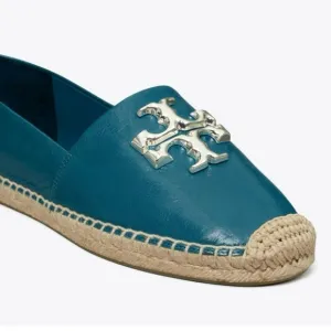 NEW - Tory Burch Eleanor Leather Espadrille in Brisk Blue. Size: 8