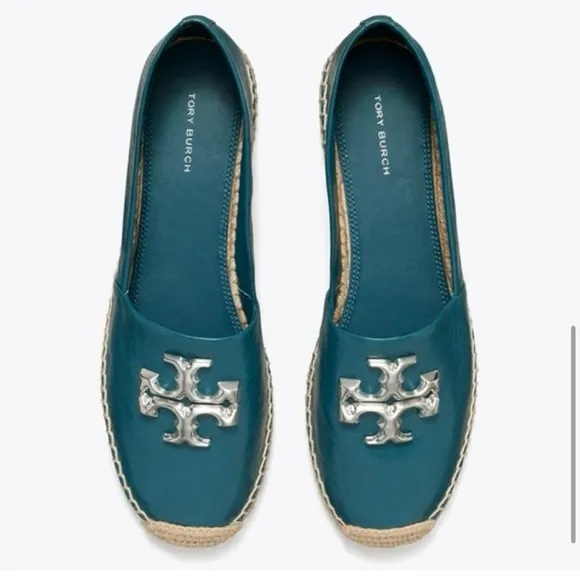 NEW - Tory Burch Eleanor Leather Espadrille in Brisk Blue. Size: 8