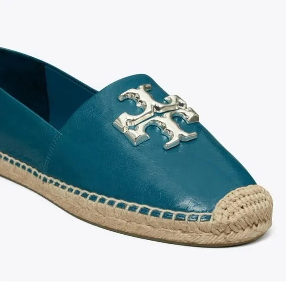 NEW - Tory Burch Eleanor Leather Espadrille in Brisk Blue. Size: 8