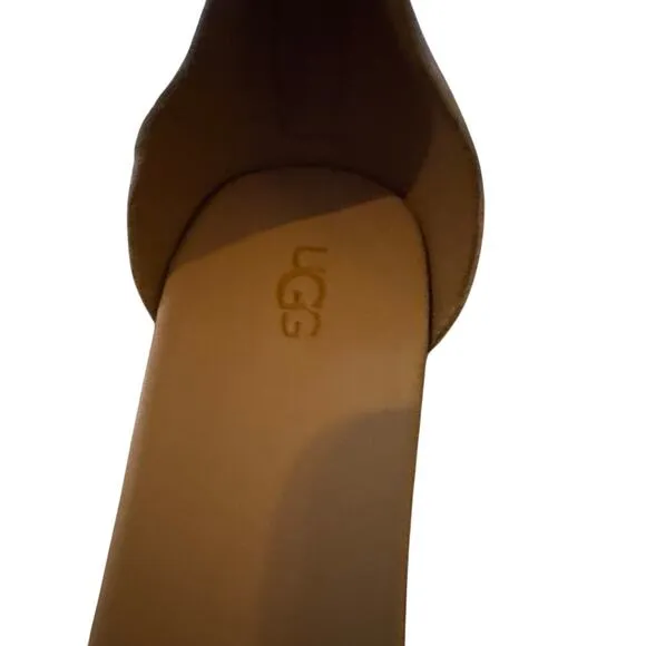 New Ugg Women's Size 9.5 Wedge Open Toe Sandals Tan Leather Ankle Strap