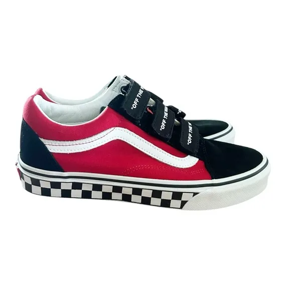 New Vans Black Red Old School V Suede &amp; Canvas Sneakers Size 8 Womens - 6.5 Mens