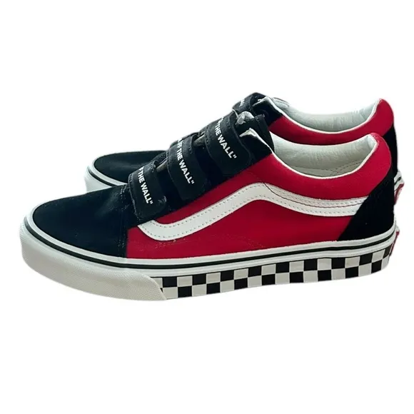 New Vans Black Red Old School V Suede &amp; Canvas Sneakers Size 8 Womens - 6.5 Mens