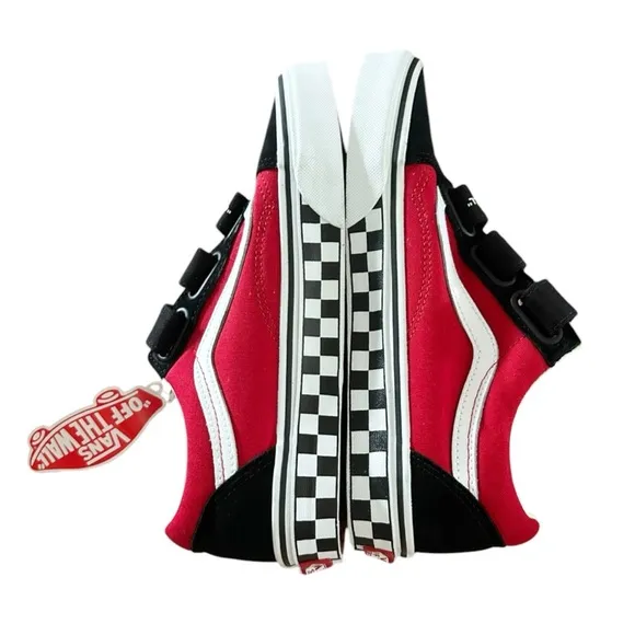 New Vans Black Red Old School V Suede &amp; Canvas Sneakers Size 8 Womens - 6.5 Mens