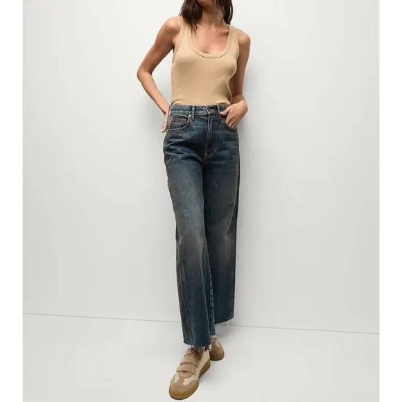 NEW VERONICA BEARD taylor cropped wide-leg jean in dark blue
