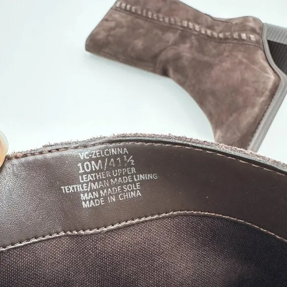 New Vince Camuto Brown Zelcinna Mid Calf Leather Water Repellent Boots Womens 10