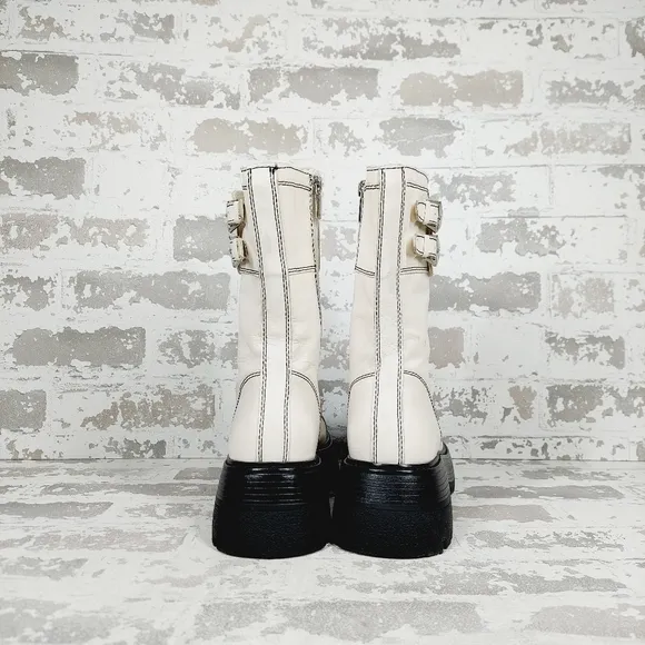 NEW Vince Camuto Monchia Black White Women's Chunky Ankle Boots B443