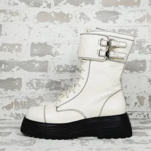 NEW Vince Camuto Monchia Black White Women's Chunky Ankle Boots B443