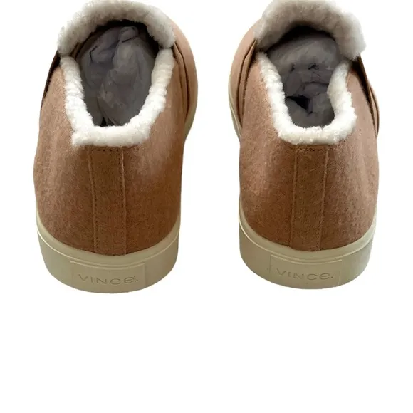 NEW Vince Women’s Blair Lamb Shearling Slip-On Sneakers size 11 Light Taupe
