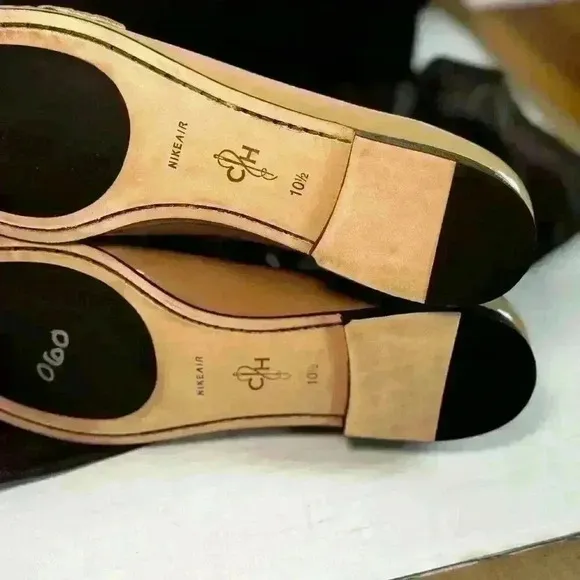New Vtg Cole Haan Beige Tan Patent Leather Penny‎ Loafers Women's Size 10.5