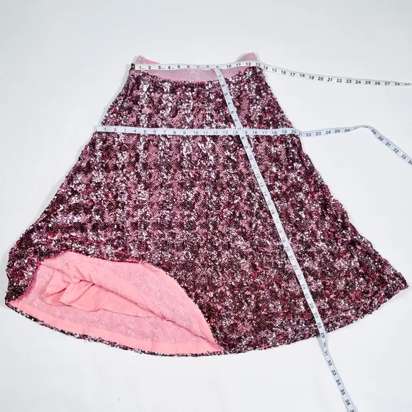 NEW! Women's Anthropologie Sequins Skirt Size S Pink