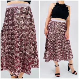 NEW! Women's Anthropologie Sequins Skirt Size S Pink