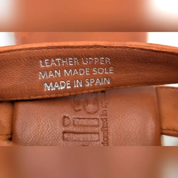 NEWJutelia Made In Spain Brown Leather Espadrilles Raffia Braided Wedge W Sz 7.5