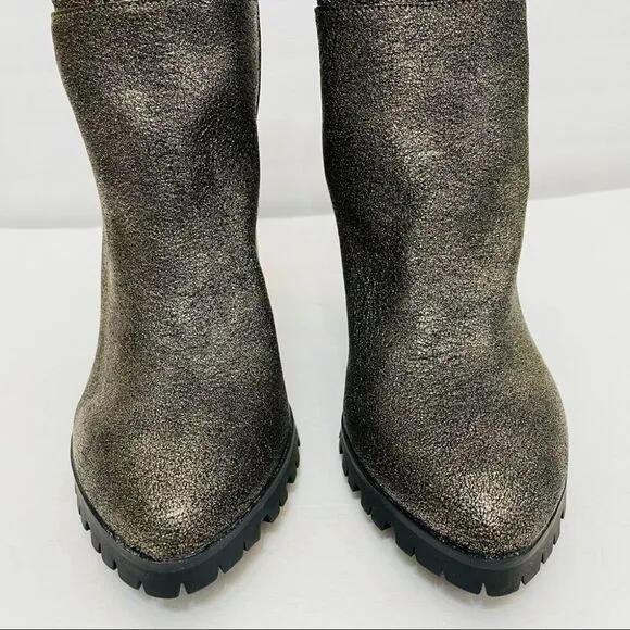 New Katy Perry The Raina Pewter Metallic Chunky Slouch Boots