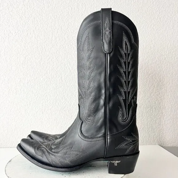 NEW Lane LEXINGTON Womens Cowboy Boots 11 Black Leather Western Cowgirl Mid Calf