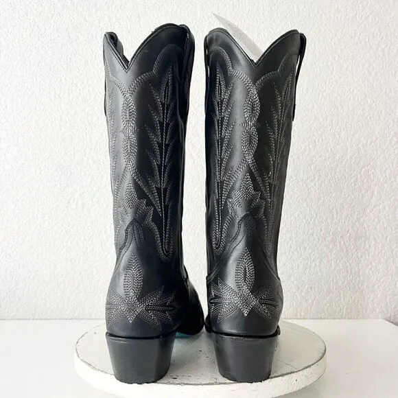 NEW Lane LEXINGTON Womens Cowboy Boots 11 Black Leather Western Cowgirl Mid Calf
