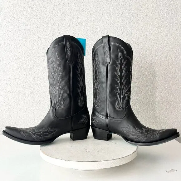 NEW Lane LEXINGTON Womens Cowboy Boots 11 Black Leather Western Cowgirl Mid Calf